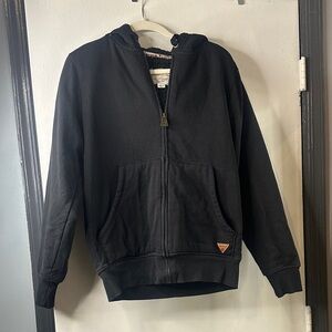 Vintage Black Hoodie with Tan Logo Patch